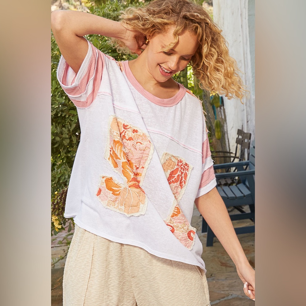 Pol Varsity Patchwork Tee Nwot - image 5